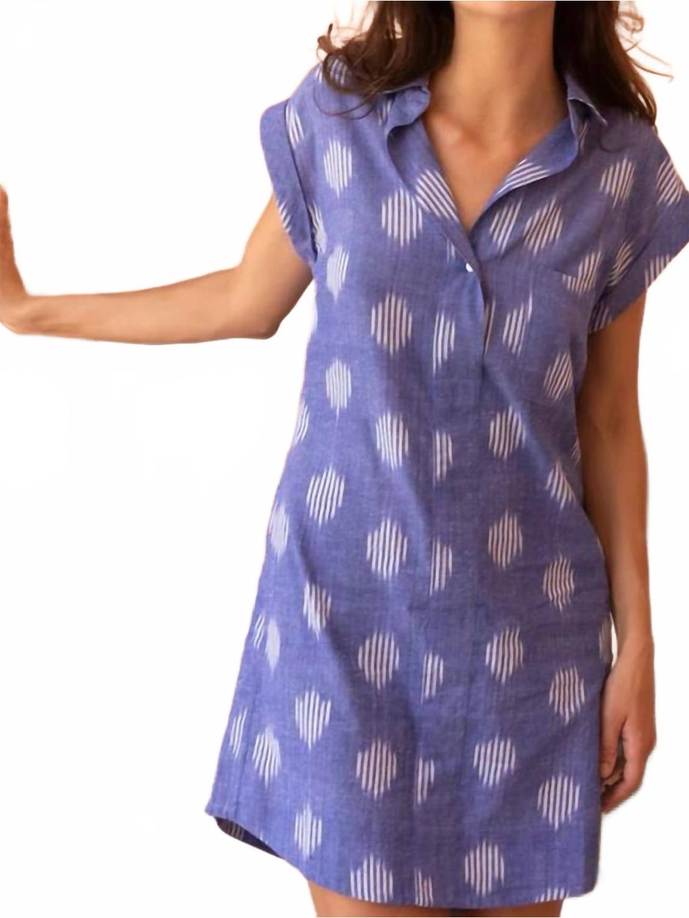 Oliphant Mini Shirt Dress Chatham Blue Ikat size Medium